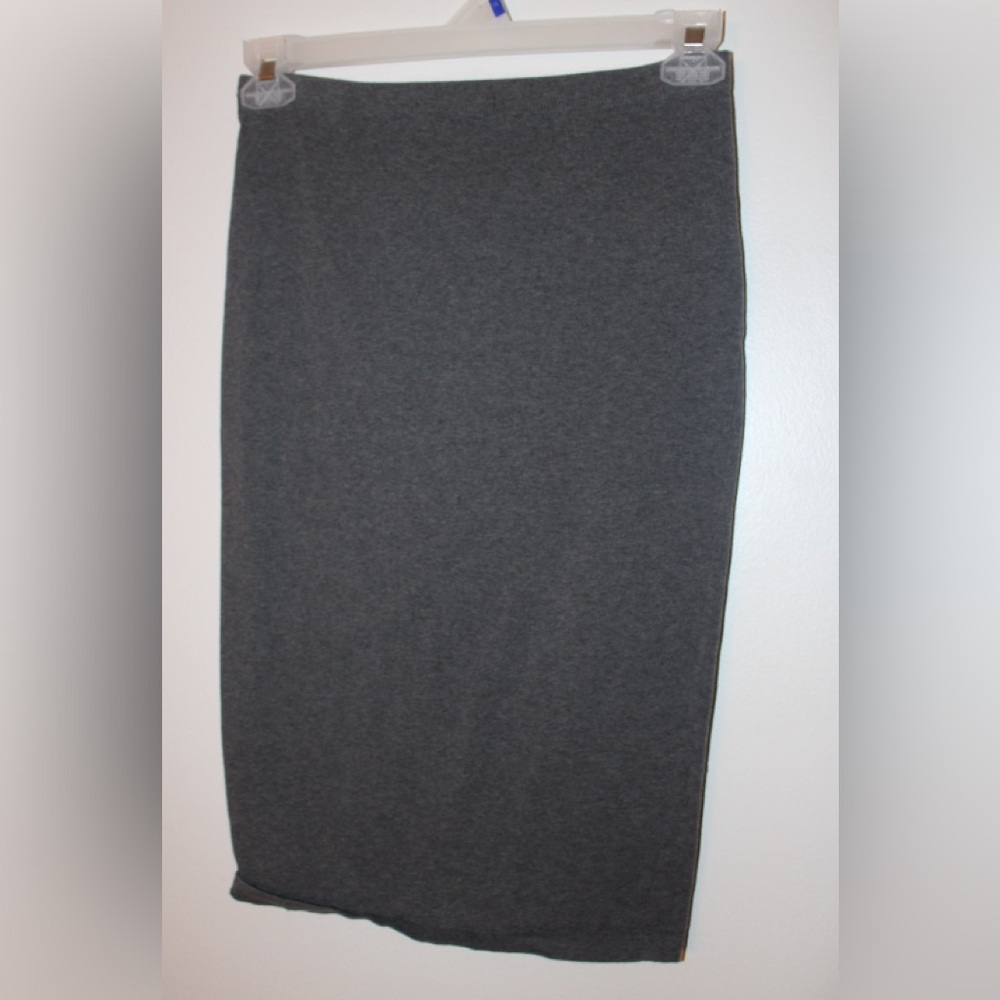 Gray Cotton Pencil Skirt